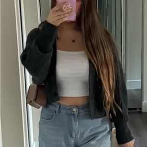 LE KASHA Monaco Cashmere Cropped Ribbed Button Cardigan Green One Size